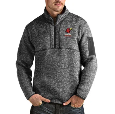Antigua Heathered Charcoal Illinois Tech Scarlet Hawks Fortune Quarter-zip Jacket In Heather Charcoal
