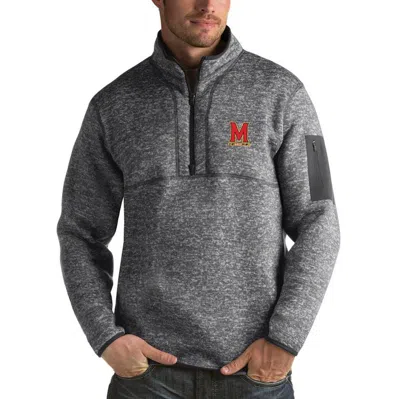 Antigua Heathered Charcoal Maryland Terrapins Fortune 1/2-zip Pullover Sweater