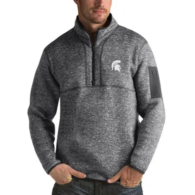 Antigua Charcoal Michigan State Spartans Fortune Half-zip Sweatshirt