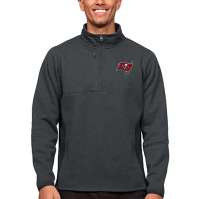Antigua Heathered Charcoal Tampa Bay Buccaneers Course Quarter-zip Pullover Top In Heather Charcoal