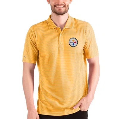 Antigua Heathered Gold/white Pittsburgh Steelers Esteem Polo In Heather Gold