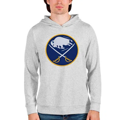 Antigua Heathered Gray Buffalo Sabres Absolute Pullover Hoodie In Heather Gray