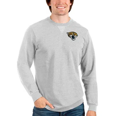 Antigua Heathered Gray Jacksonville Jaguars Reward Crewneck Pullover Sweatshirt