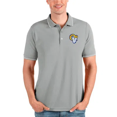 Antigua Heathered Gray Los Angeles Rams Affluent Polo In Blue