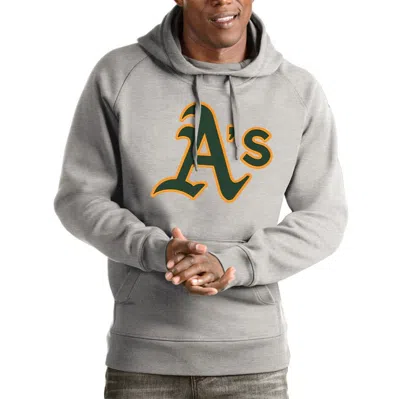Antigua Heathered Gray Oakland Athletics Victory Pullover Hoodie