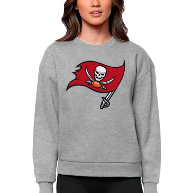 Antigua Heathered Gray Tampa Bay Buccaneers Victory Logo Pullover Sweatshirt