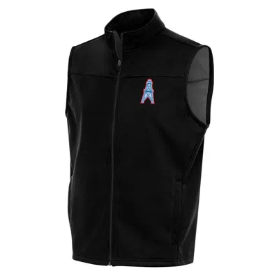 Antigua Houston Oilers Team Logo Throwback Links Golf Full-zip Vest In Black