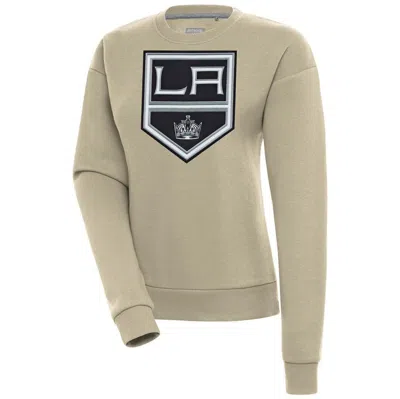 Antigua Khaki Los Angeles Kings Victory Pullover Sweatshirt In Gray