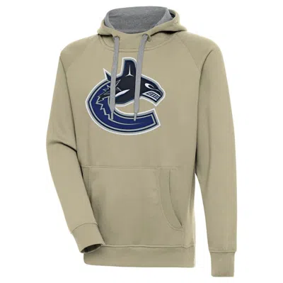 Antigua Khaki Vancouver Canucks Victory Pullover Hoodie In Green