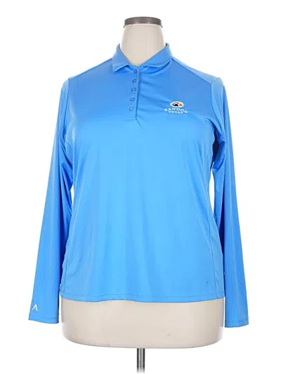 Pre-owned Antigua Long Sleeve Polo Shirt In Blue