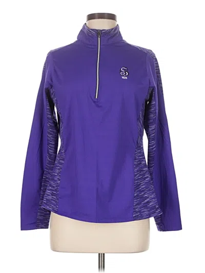Pre-owned Antigua Long Sleeve Polo Shirt In Purple