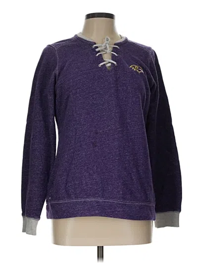 Pre-owned Antigua Long Sleeve Top Purple Crew Neck Tops