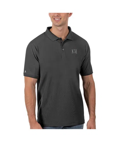 Antigua Men's Anthracite Hawaii Warriors Legacy Pique Polo In Black