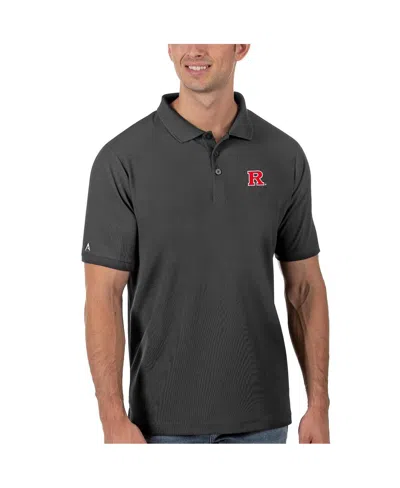 Antigua Men's Anthracite Rutgers Scarlet Knights Legacy Pique Polo Shirt In Black