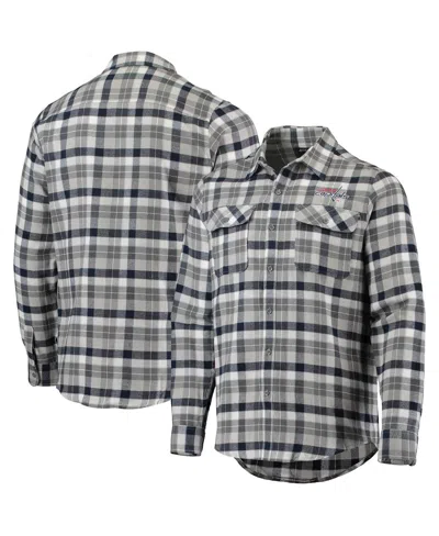 Antigua Men's  Navy And Gray Washington Capitals Ease Plaid Button-up Long Sleeve Shirt In Navy,gray