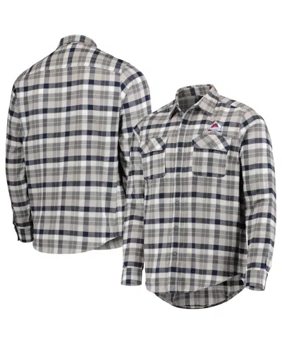 Antigua Men's  Navy, Gray Colorado Avalanche Ease Plaid Button-up Long Sleeve Shirt In Navy,gray