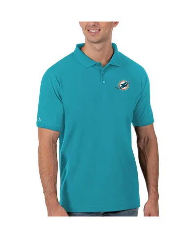 Antigua Men's Aqua Miami Dolphins Legacy Pique Polo Shirt In Blue