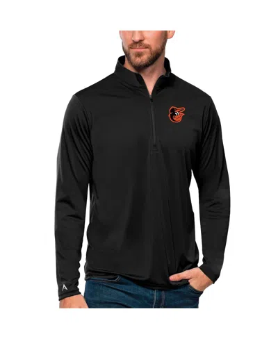 Antigua Men's Black Baltimore Orioles Tribute Quarter-zip Pullover Top