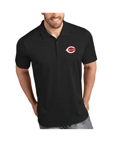 Antigua Men's Black Cincinnati Reds Tribute Polo In Gray
