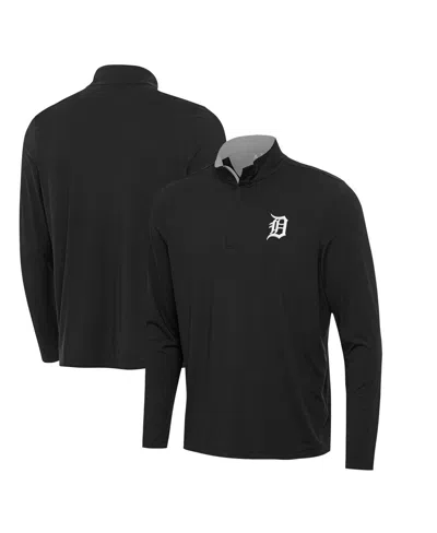 Antigua Men's Black Detroit Tigers Content Quarter-zip Sweatshirt
