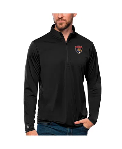 Antigua Men's Black Florida Panthers Tribute Quarter-zip Pullover Sweatshirt