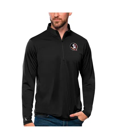 Antigua Men's Charcoal Florida State Seminoles Tribute Quarter-zip Top In Black