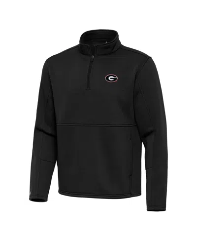 Antigua Men's Black Georgia Bulldogs Twist Quarter-zip Pullover Jacket