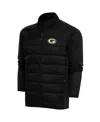 Antigua Men's Black Green Bay Packers Altitude Full-zip Jacket In Black