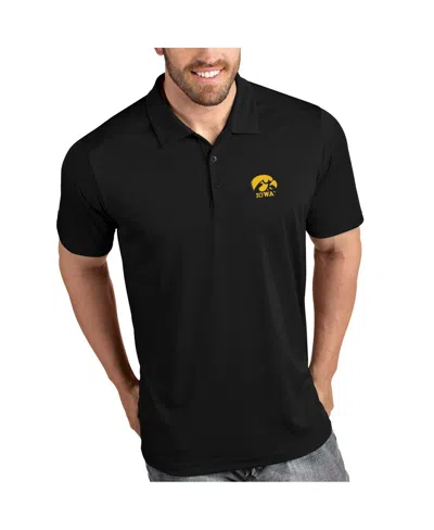 Antigua Men's Black Iowa Hawkeyes  Tribute Polo Shirt