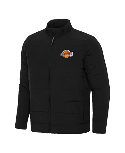 Antigua Men's Black Los Angeles Lakers Swelter Full-zip Puffer Jacket