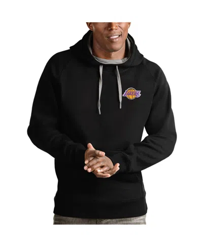 Antigua Men's Black Los Angeles Lakers Victory Pullover Hoodie