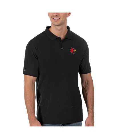 Antigua Men's Black Louisville Cardinals Legacy Pique Polo Shirt