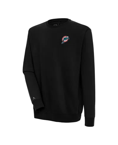 Antigua Men's Black Miami Dolphins Throwback Logo Victory Pullover Sweatshirt