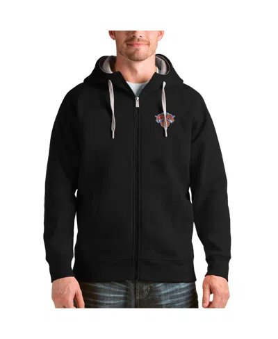 Antigua Men's Black New York Knicks Logo Victory Full-zip Hoodie