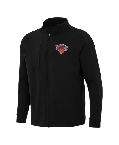 Antigua Men's Black New York Knicks Regard Full-zip Jacket