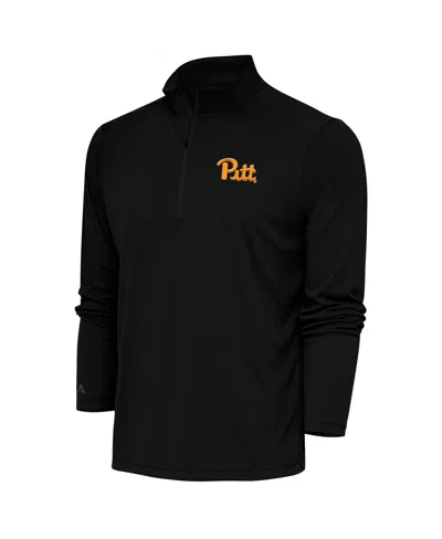 Antigua Men's Black Pitt Panthers Tribute Quarter-zip Top