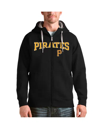 Antigua Men's Black Pittsburgh Pirates Team Logo Victory Full-zip Hoodie