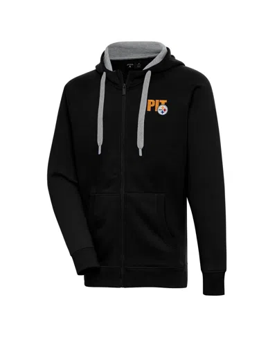 Antigua Men's Black Pittsburgh Steelers Victory Full-zip Hoodie