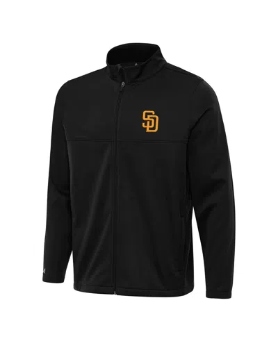 Antigua Men's Black San Diego Padres Links 2 Full-zip Golf Jacket