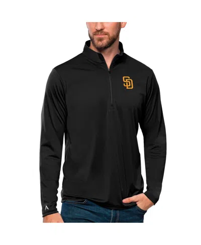 Antigua Men's Black San Diego Padres Tribute Quarter-zip Pullover Top