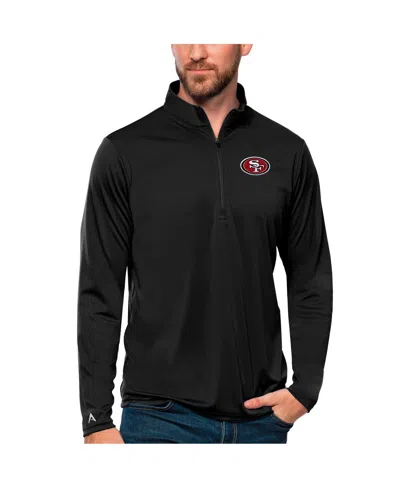 Antigua Men's Black San Francisco 49ers Tribute Quarter-zip Lightweight Pullover Sweatshirt