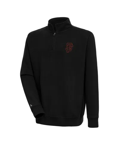 Antigua Men's Black San Francisco Giants Victory Quarter-zip Pullover Sweatshirt