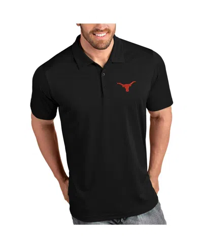 Antigua Men's Black Texas Longhorns Desert Dry Tribute Polo