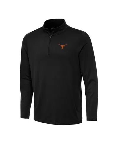 Antigua Men's Black Texas Longhorns Reprocess Quarter-zip Hoodie