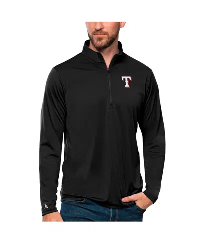 Antigua Men's Black Texas Rangers Tribute Quarter-zip Pullover Top