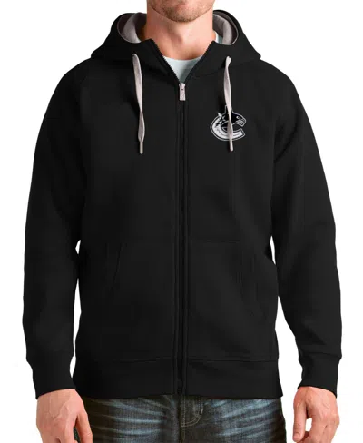 Antigua Men's Black Vancouver Canucks Logo Victory Full-zip Hoodie