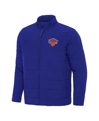 Antigua Men's Blue New York Knicks Swelter Full-zip Puffer Jacket