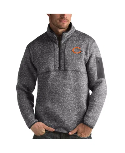 Antigua Men's Charcoal Chicago Bears Fortune Quarter-zip Pullover Jacket