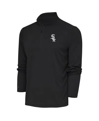 Antigua Men's Charcoal Chicago White Sox Metallic Tribute Quarter-zip Sweatshirt In Black