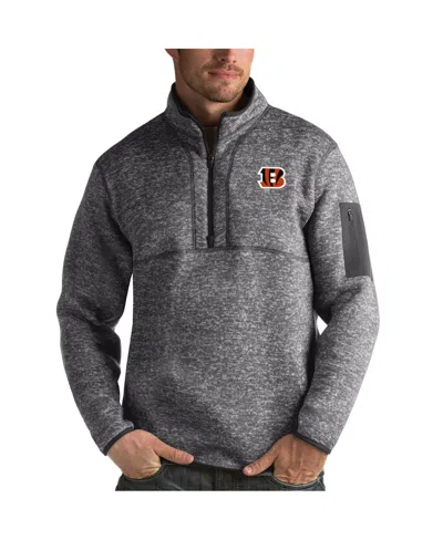 Antigua Men's Charcoal Cincinnati Bengals Fortune Quarter-zip Pullover Sweatshirt